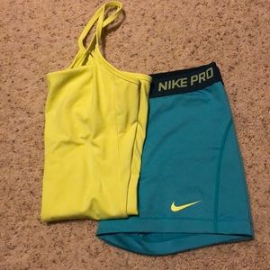 Cute workout outfit - Nike shorts and ON top
